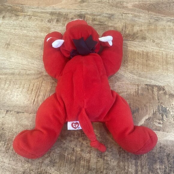 “1997 TY PILLOW PAL-15" Plush Toy Red The BULL Black Bow Stuff Animal 1997 - Picture 5 of 9